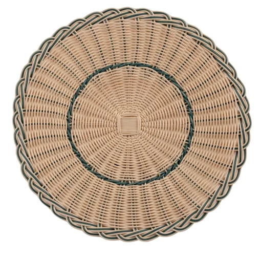 Piatto Segnaposto Dalia in Midollo Bicolore Blu/Naturale