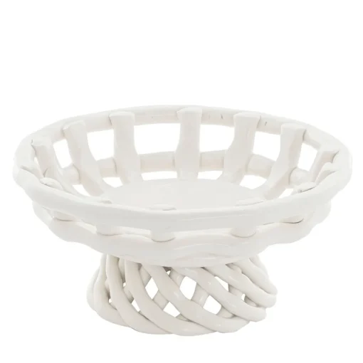 Piccola alzata per torte in ceramica bianca