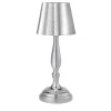 Piccola lampada da tavolo classic a LED ricaricabile in argento lucido