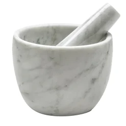 Piccolo mortaio e pestello in marmo di Carrara