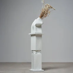 Piedistallo Brenta+Brenta con vaso Brenta in ceramica bianca