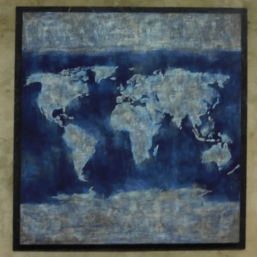Pittura a globo blu e argento