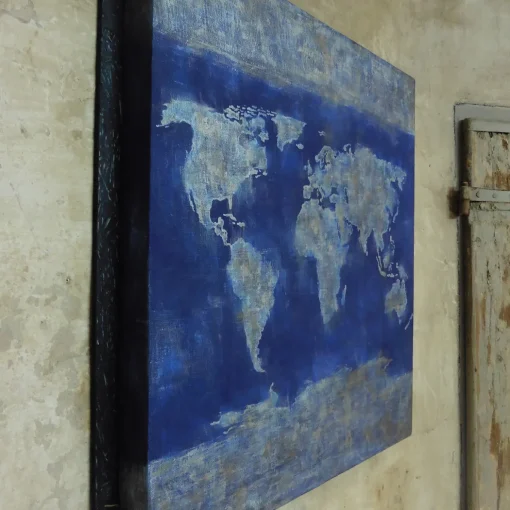 Pittura a globo blu e argento