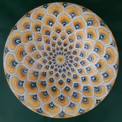 Piuma di pavone gialla ⌀ Piatto decorativo da 35 cm