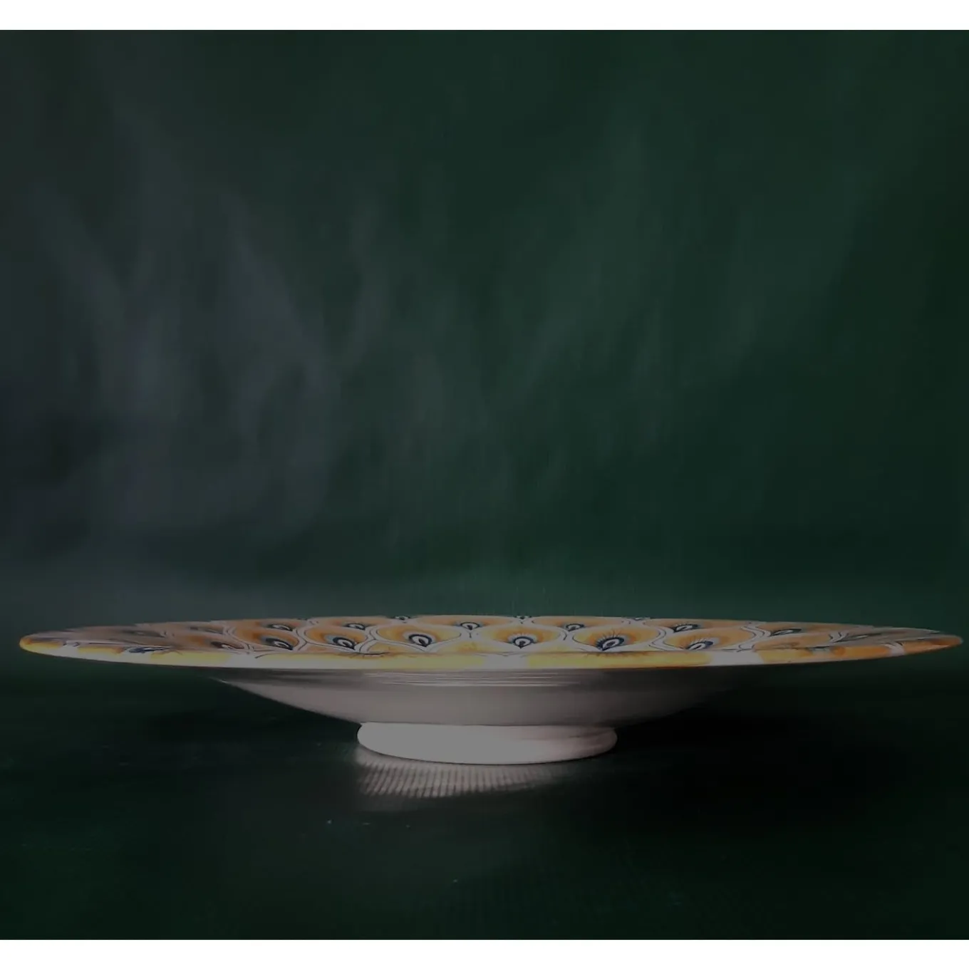 Piuma di pavone gialla ⌀ Piatto decorativo da 35 cm