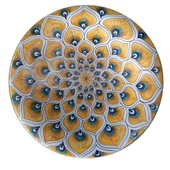 Piuma di pavone gialla ⌀ Piatto decorativo da 20 cm