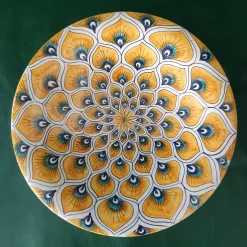 Piuma di pavone gialla ⌀ Piatto decorativo da 20 cm