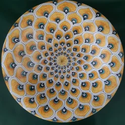 Piuma di pavone gialla ⌀ Piatto decorativo da 40 cm