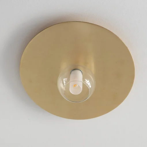 Plafoniera Circolare Dishy in Ottone con Finitura Dorata