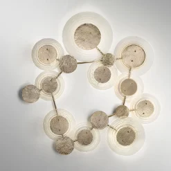 Plafoniera In Metallo Martellato Con Cristalli A 10 Luci