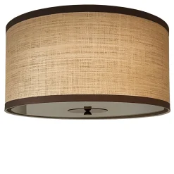 Polaris Lampada da Soffitto Paralume in Rafia Beige con Dettagli in Ottone