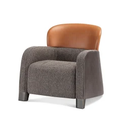 Poltrona a secchiello marrone/grigio con poggiatesta basso