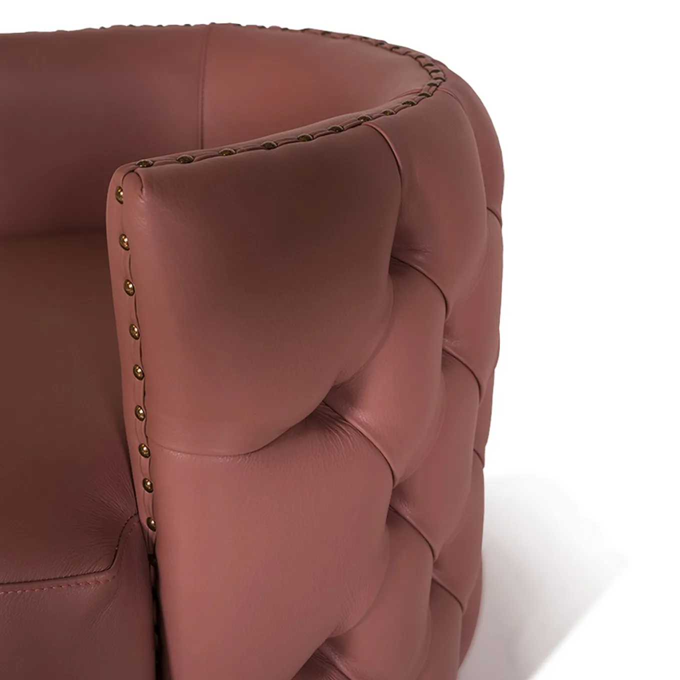 Poltrona capitonnè Petra in pelle rosa