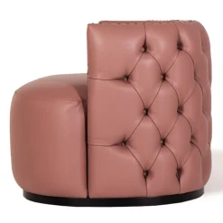 Poltrona capitonnè Petra in pelle rosa