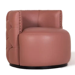 Poltrona capitonnè Petra in pelle rosa