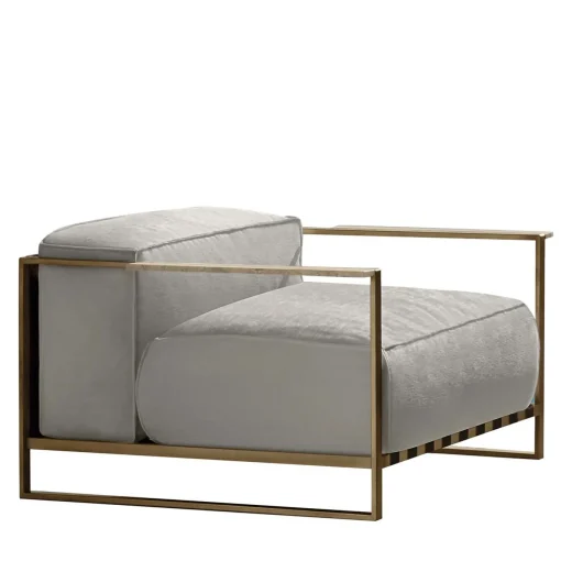 Poltrona Casilda bianca con struttura in oro
