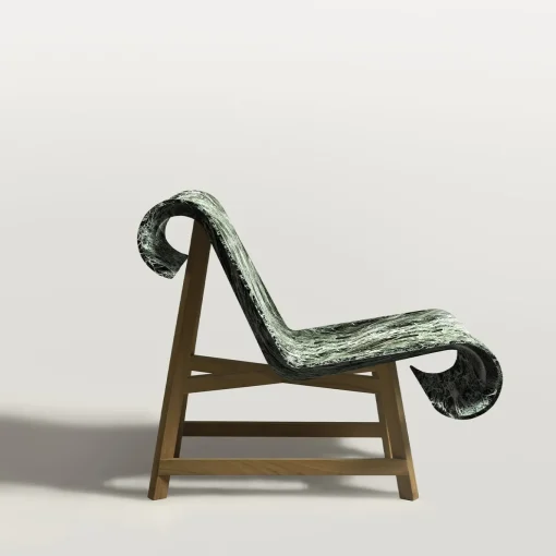 Poltrona Curl in Marmo Verde Alpi