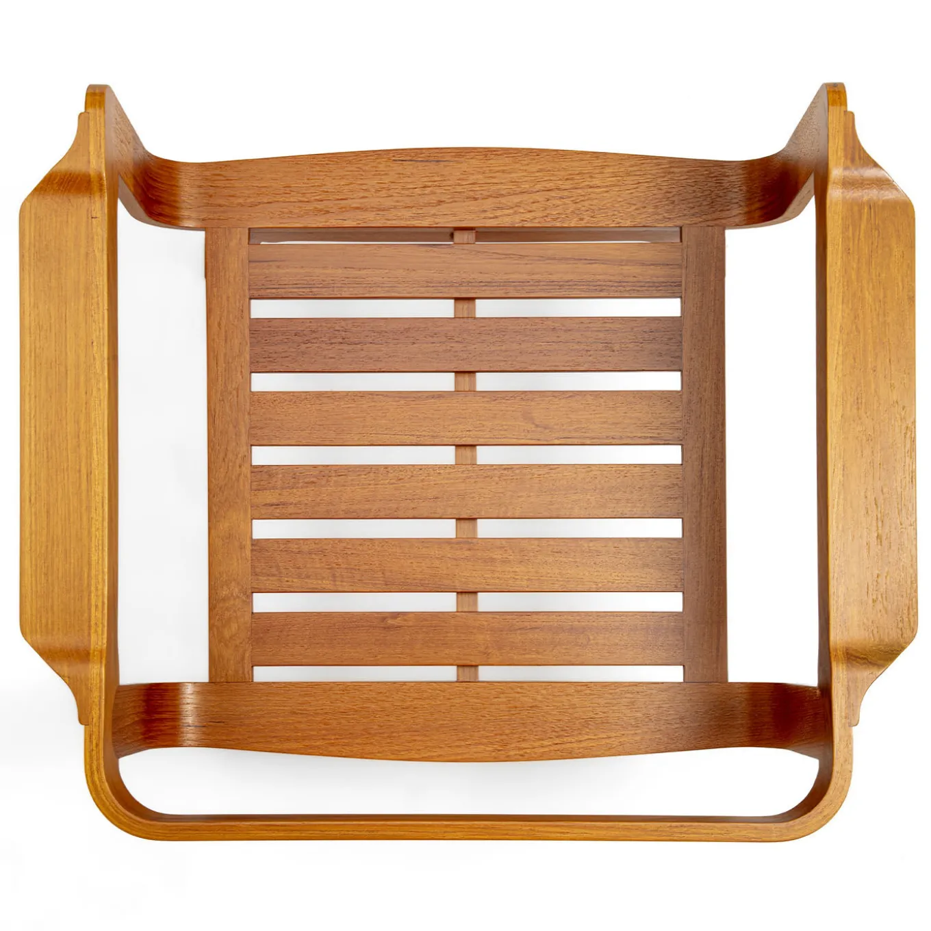 Poltrona da esterno curva in teak e tessuto blu