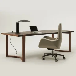 Poltrona da ufficio girevole beige e taupe Sanremo su rotelle