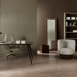 Poltrona da ufficio girevole beige e taupe Sanremo su rotelle