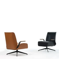 Poltrona da ufficio girevole Endo in pelle nera