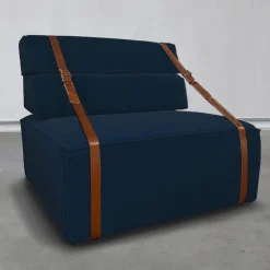 Poltrona Docker in velluto blu navy