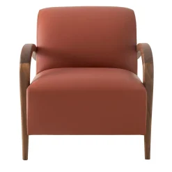 Poltrona Domino Cotto in pelle e noce