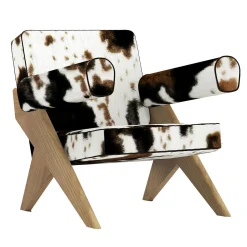 Poltrona in Pelle di Vacca e Legno di Olmo Souvenir