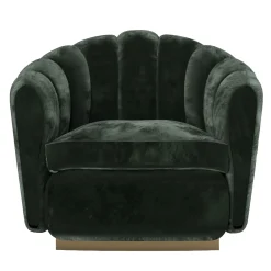 Poltrona in Velluto Verde Nest con Base in Bronzo
