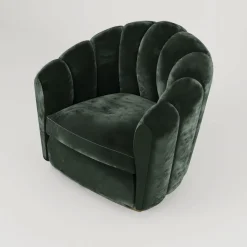 Poltrona in Velluto Verde Nest con Base in Bronzo