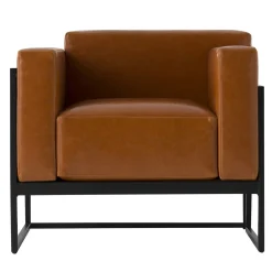 Poltrona Kirk in pelle cognac