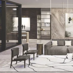 Poltrona Lounge in Pelle Grigia Scura Wengé