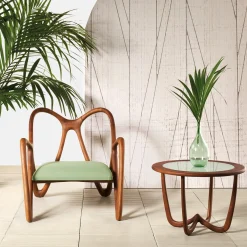 Poltrona lounge per esterni Nanto verde in legno