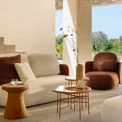 Poltrona Mochi in pelle e tessuto marrone di Studiopepe