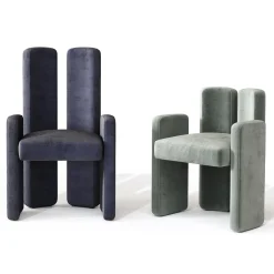 Poltrona Nina Soft in tessuto grigio con schienale basso