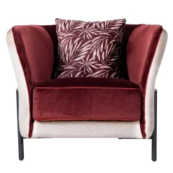 Poltrona Universal velluto rosso e bianco