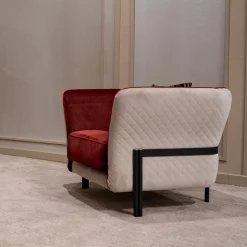 Poltrona Universal velluto rosso e bianco