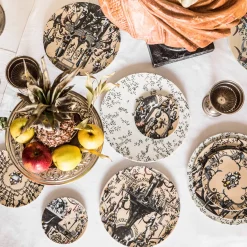 Pompei 2 piatti dessert in porcellana con disegno geometrico #6