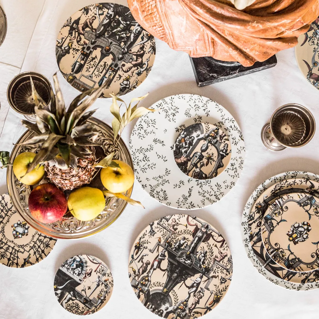 Pompei 2 piatti dessert in porcellana con disegno geometrico #3