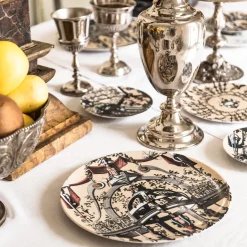 Pompei 2 piatti dessert in porcellana con disegno geometrico #3