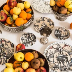 Pompei 2 piatti dessert in porcellana con disegno geometrico #2