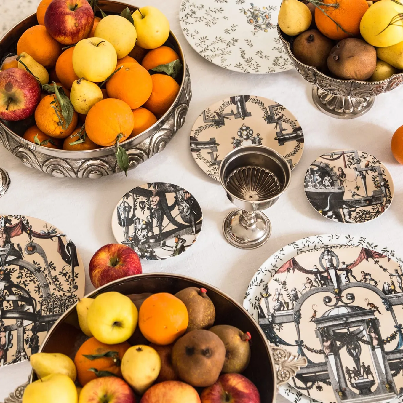 Pompei 2 piatti dessert in porcellana con disegno geometrico #2