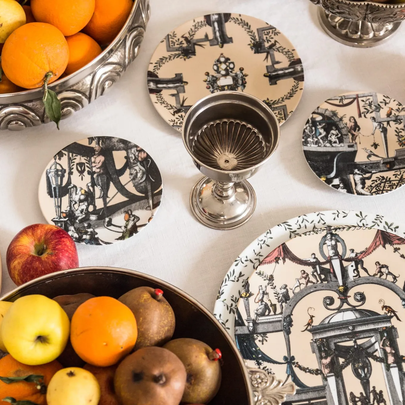 Pompei 2 piatti dessert in porcellana con disegno geometrico #2