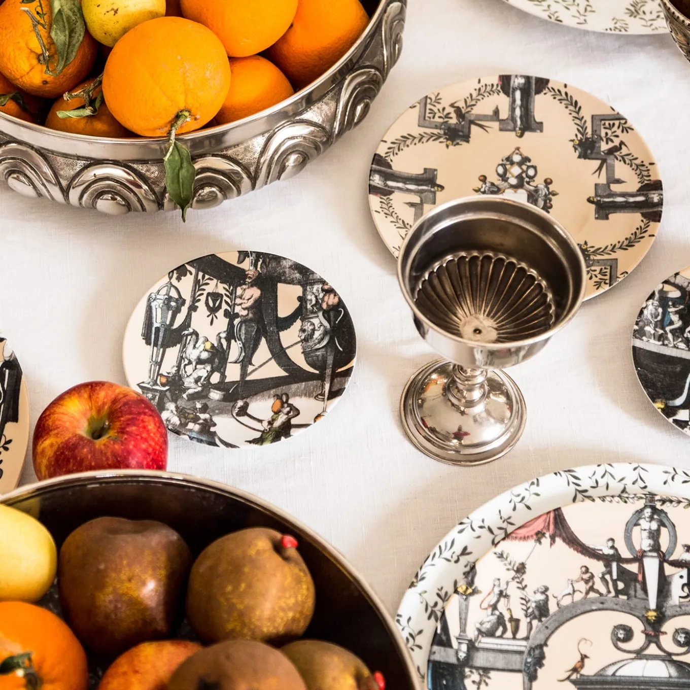 Pompei 2 piatti dessert in porcellana con disegno geometrico #2