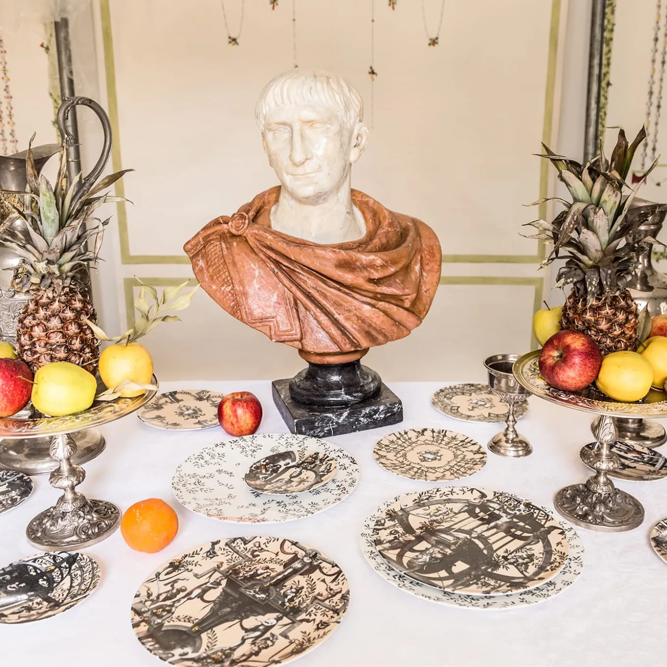 Pompei Piatto Piano in porcellana con disegno geometrico #2