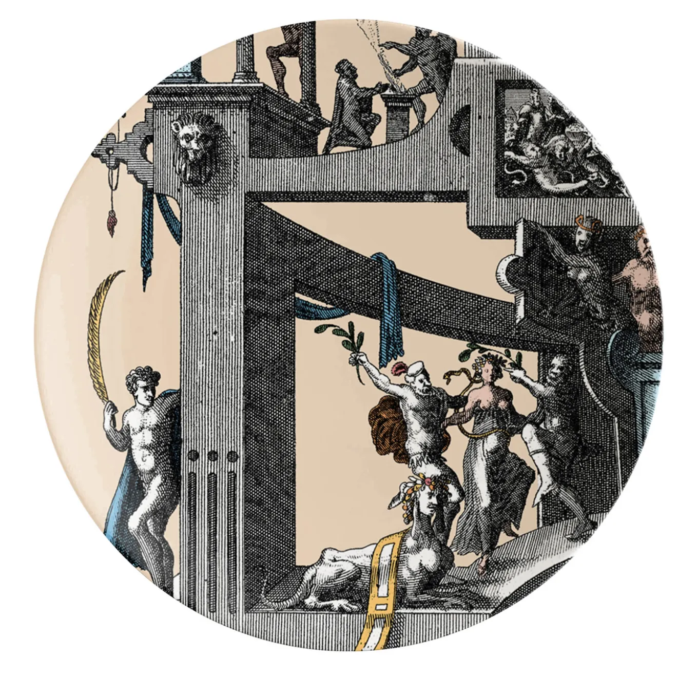 Pompei Set di 2 Piatti pane in porcellana con disegno di grottesca #5