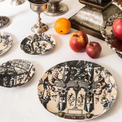 Pompei Set di 2 Piatti pane in porcellana con disegno di grottesca #5
