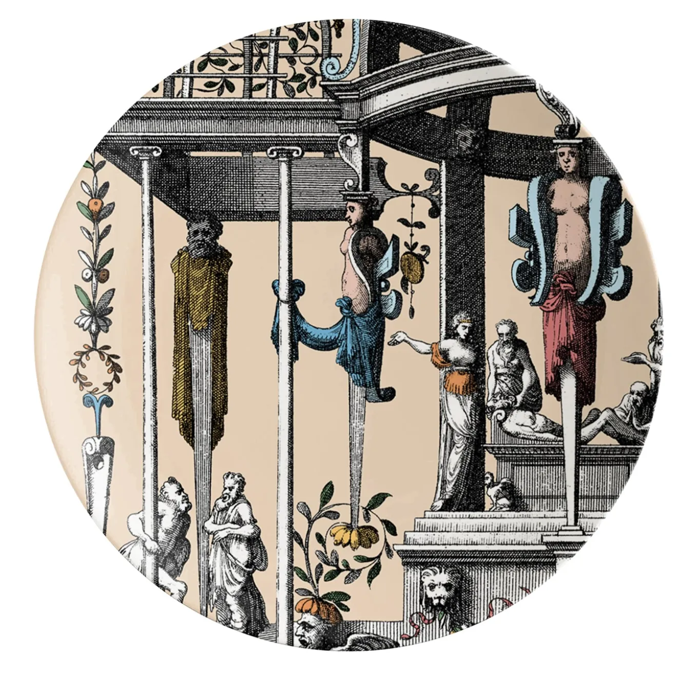 Pompei Set di 2 Piatti pane in porcellana con disegno di grottesca #6