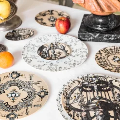 Pompei Set di 2 Piatti pane in porcellana con disegno di grottesca #6