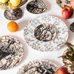 Pompei Set di 2 Piatti pane in porcellana con disegno di grottesca #3